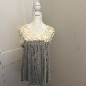 Gray w/lace top button down back